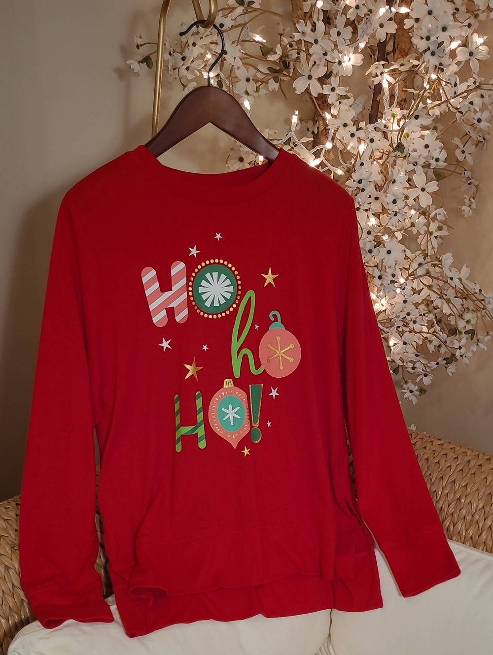 Lightweight Christmas Split Hem Knit Top